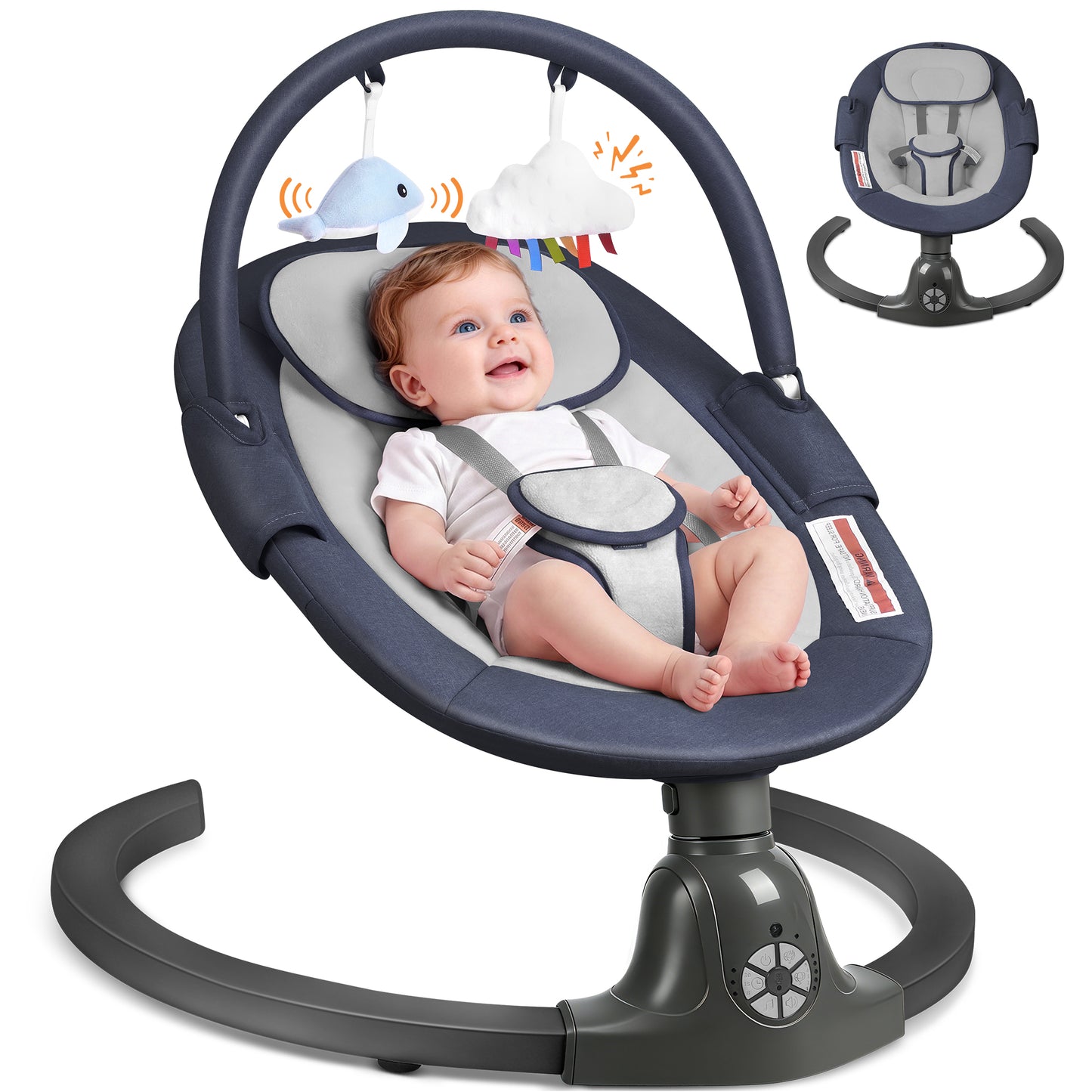 Babyeap Baby Swing for Infants,Electric Swing for Baby with Remote Control, 5 Speeds,Built-In Sounds,Pink