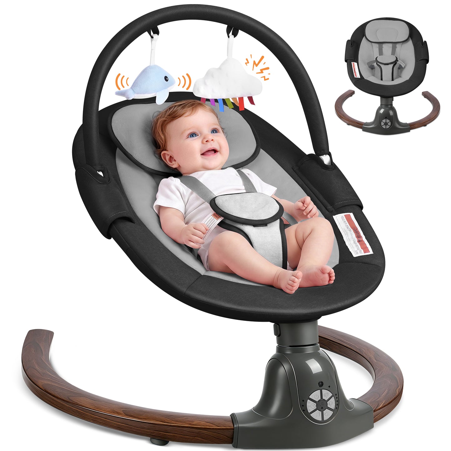 Babyeap Baby Swing for Infants,Electric Swing for Baby with Remote Control, 5 Speeds,Built-In Sounds,Pink