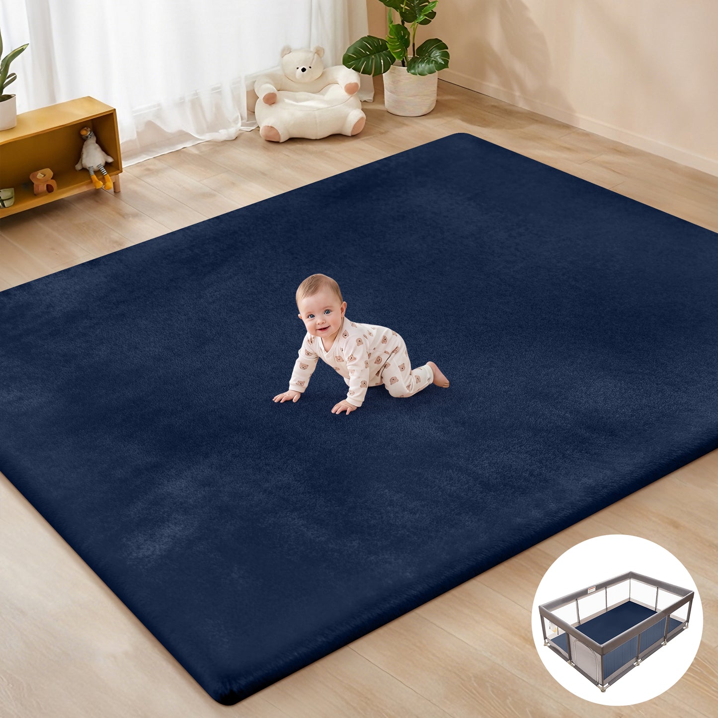 babyeap Baby Play Mat,50"x50" Playpen Mat,1.3" Extra Thick Crawling Mat for Floor Cushion,Removable Washable Cover Playmat for Babies Toddlers Infant,Gray