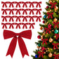 Yexmas 24pcs Burgundy Velvet Christmas Bows, Xmas Ribbon Bows Ornaments for Christmas Tree, Gift Wrapping,Crafts,Party, Wreath Garland Holiday Decor
