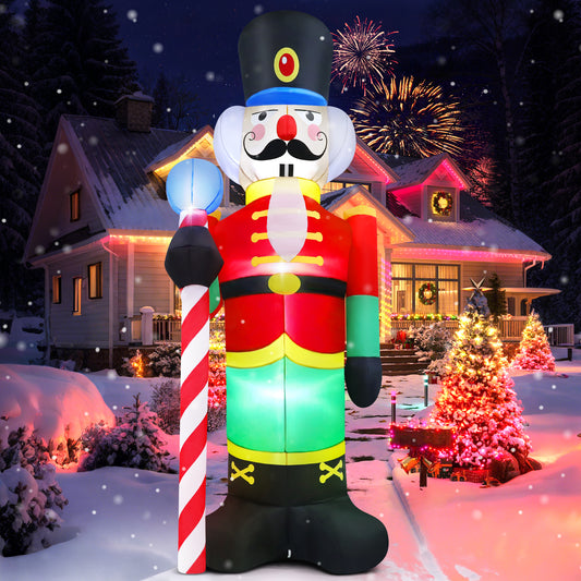 Yexmas 8FT Christmas Inflatable Nutcracker Soldier Outdoor Decor with Large Blow Up Soldier with LED Lights for Yard,Garden,Lawn