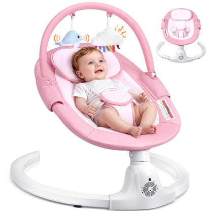 Babyeap Baby Swing for Infants,Electric Swing for Baby with Remote Control, 5 Speeds,Built-In Sounds,Pink