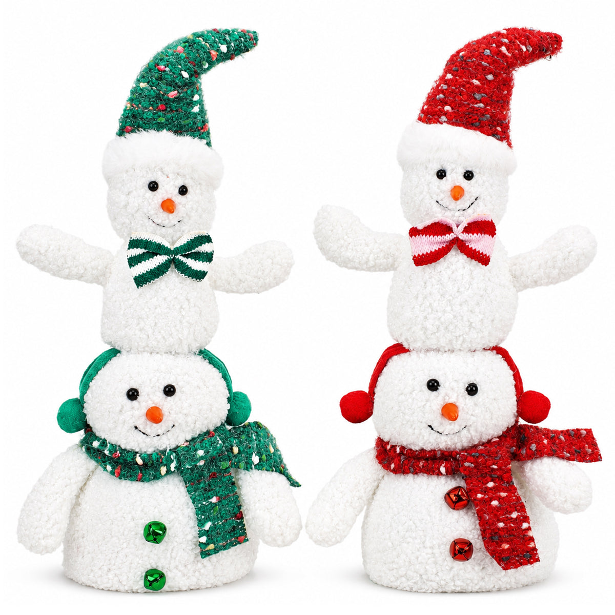 Yexmas 2pcs Snowman Plush Christmas Decorations, Handmade Snowman Figurine, Stuffed Doll Xmas Ornaments for Tabletop Home Fireplace Party Indoor Holiday Party Decor