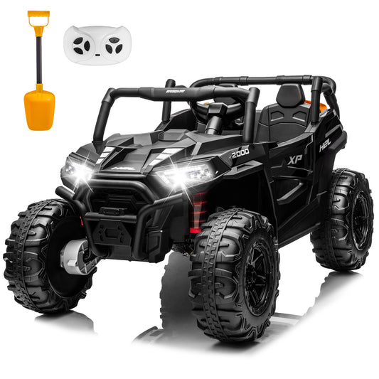 Yexmas 24V Kids Ride on Car Truck,2 Seater Kids Electric Car with Remote Control,Toddler Ride on Car with 110lb Weight Capacity,Black