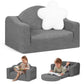Babyeap Kids Sofa,2-in-1 Soft Toddler Couch Fold Out,Toddler Chair Baby Convertible Couch for Girls and Boys,Light Gray