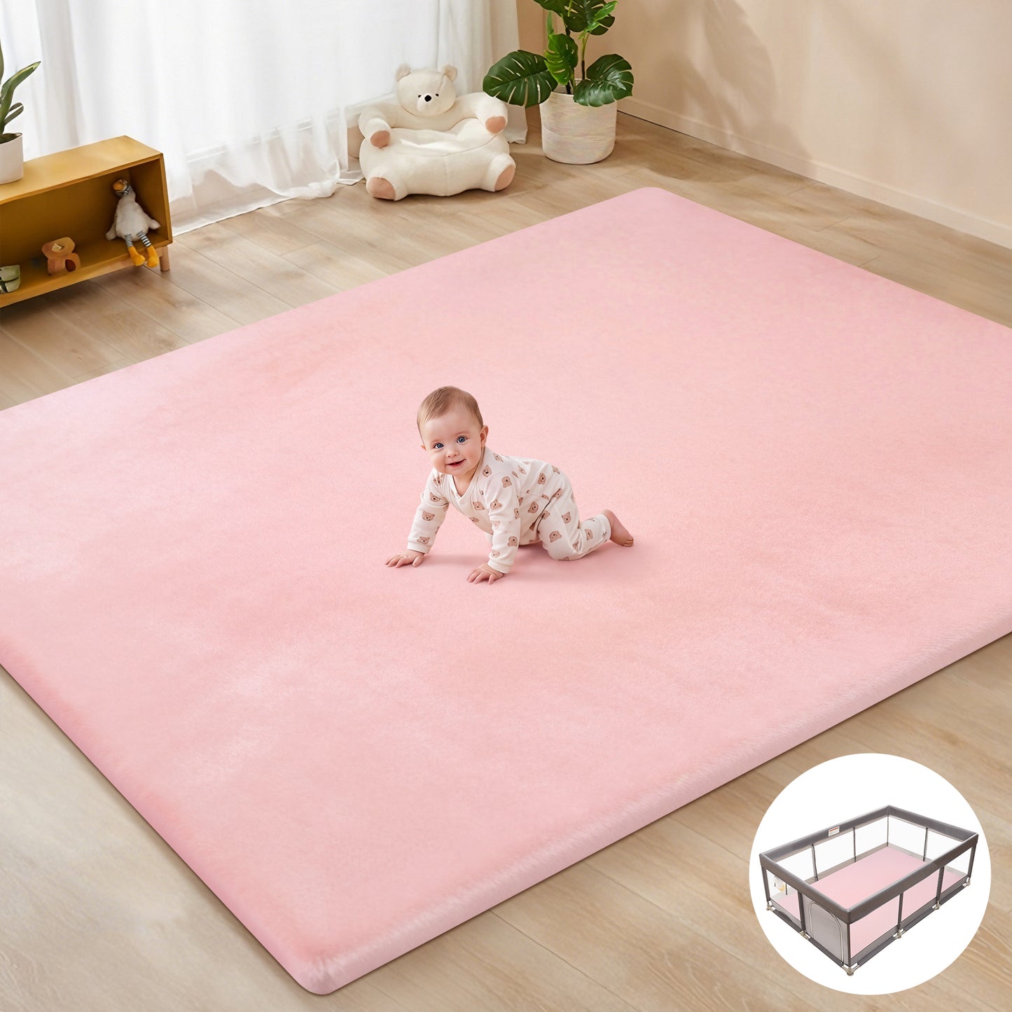 babyeap Baby Play Mat,50"x50" Playpen Mat,1.3" Extra Thick Crawling Mat for Floor Cushion,Removable Washable Cover Playmat for Babies Toddlers Infant,Gray