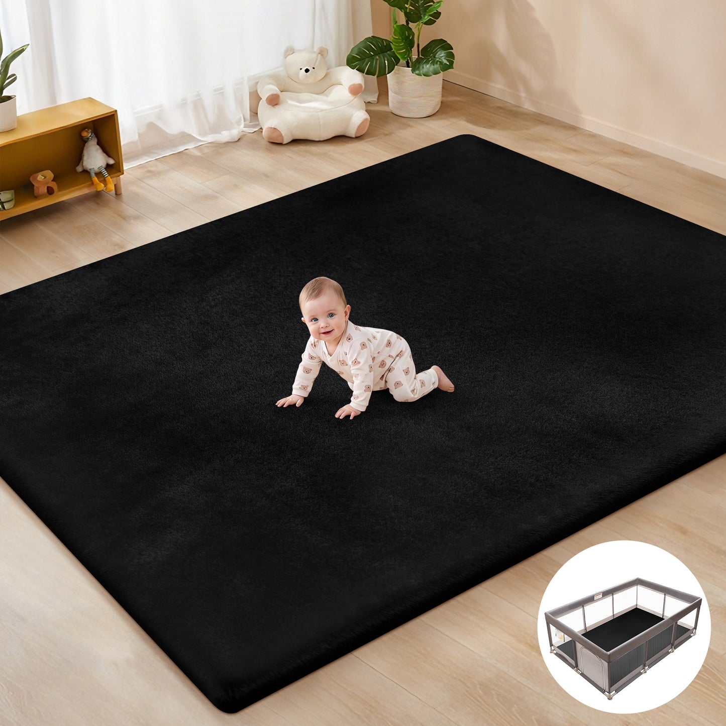 babyeap Baby Play Mat,50"x50" Playpen Mat,1.3" Extra Thick Crawling Mat for Floor Cushion,Removable Washable Cover Playmat for Babies Toddlers Infant,Gray