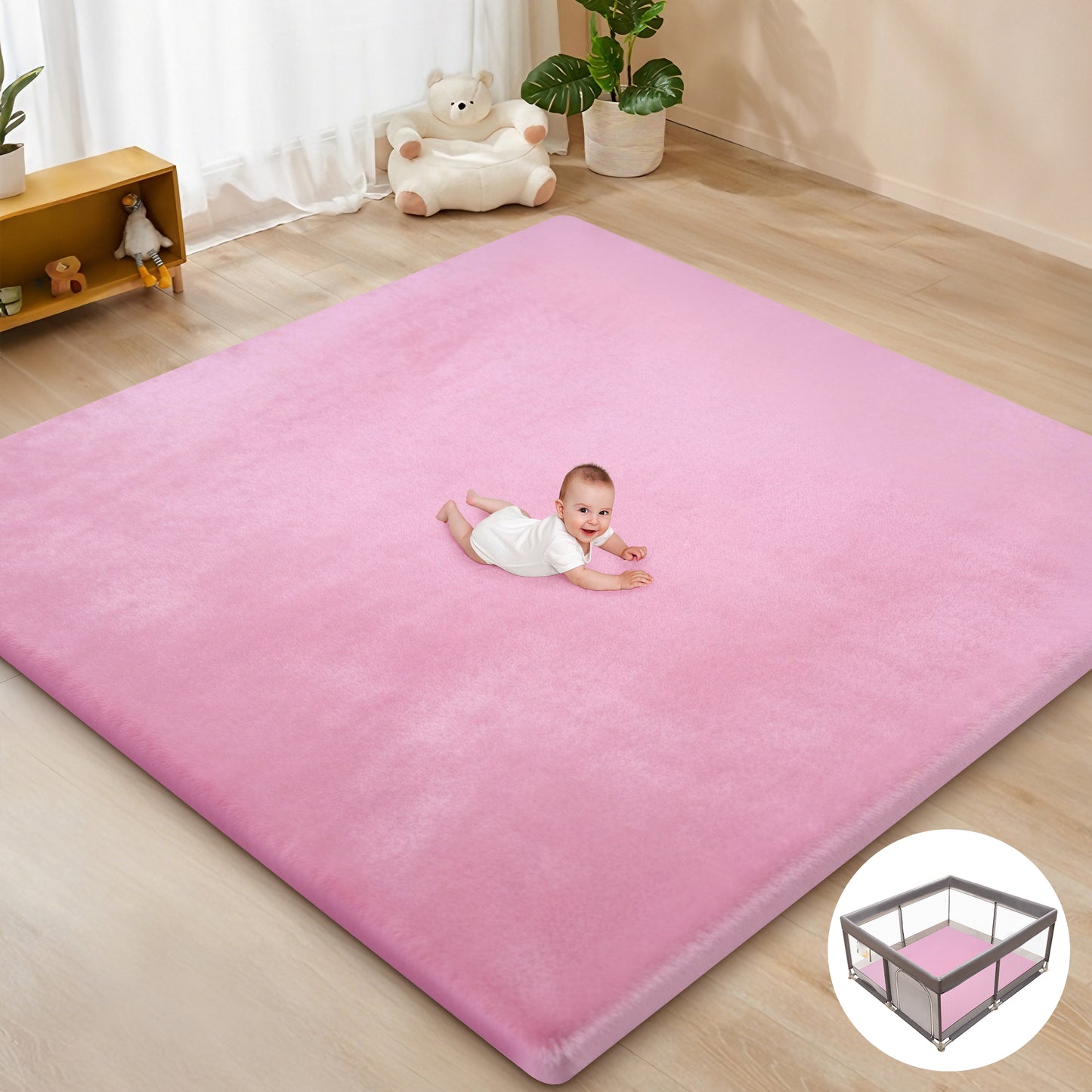 babyeap Baby Play Mat,50"x50" Playpen Mat,1.3" Extra Thick Crawling Mat for Floor Cushion,Removable Washable Cover Playmat for Babies Toddlers Infant,Gray