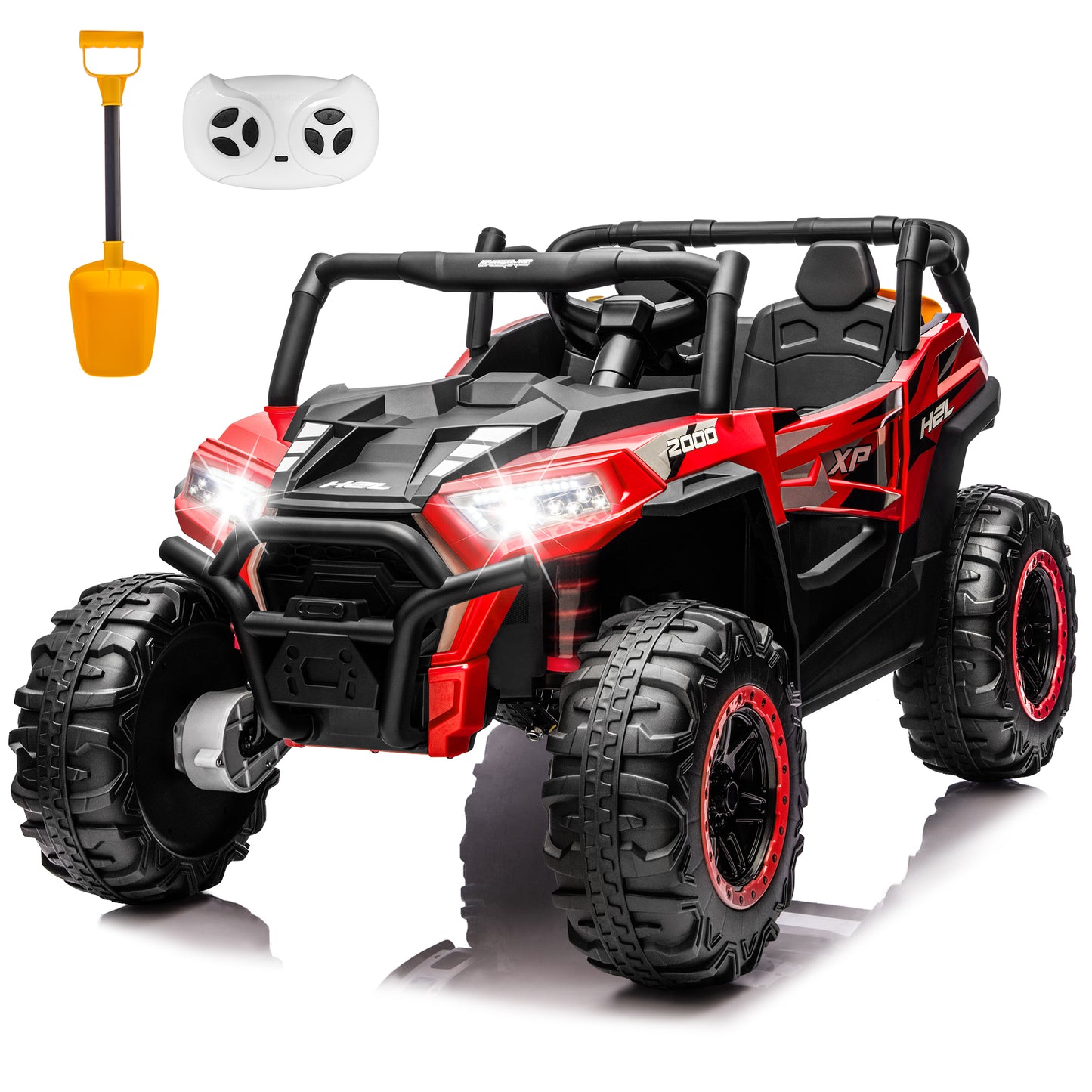 Yexmas 24V Kids Ride on Car Truck,2 Seater Kids Electric Car with Remote Control,Toddler Ride on Car with 110lb Weight Capacity,Red