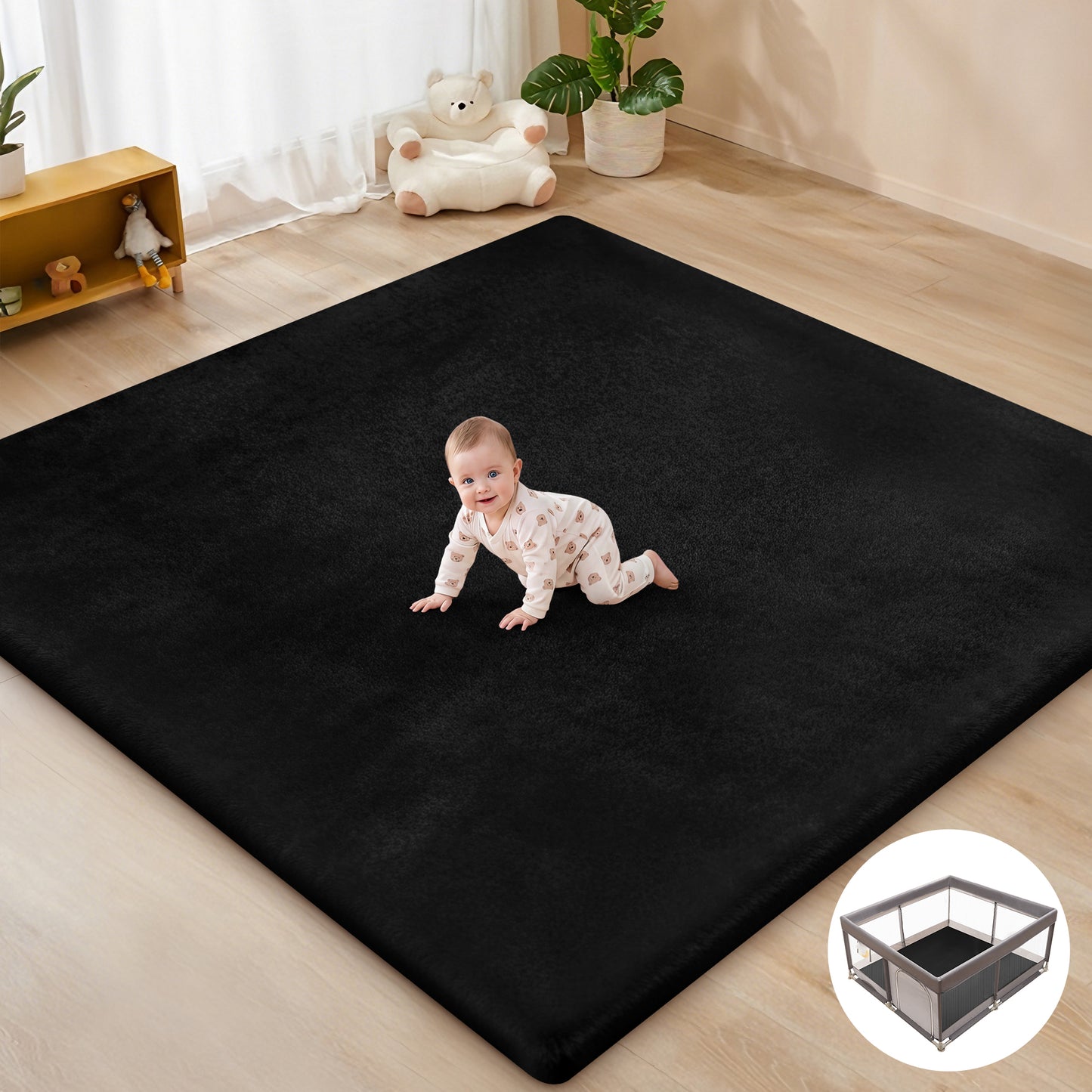 babyeap Baby Play Mat,50"x50" Playpen Mat,1.3" Extra Thick Crawling Mat for Floor Cushion,Removable Washable Cover Playmat for Babies Toddlers Infant,Gray