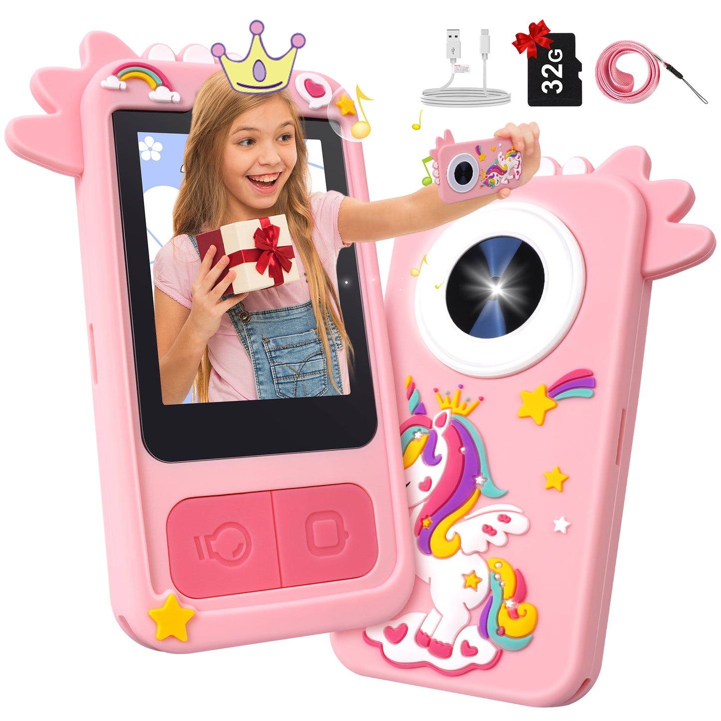 Lookfly Kids Smart Phone,2.8" Touchscreen Toddler Learning Play Toy Phone with Dual Camera,Kids Cell Phone for 3 4 5 6 7 8 Year Old Girls Boys,Pink