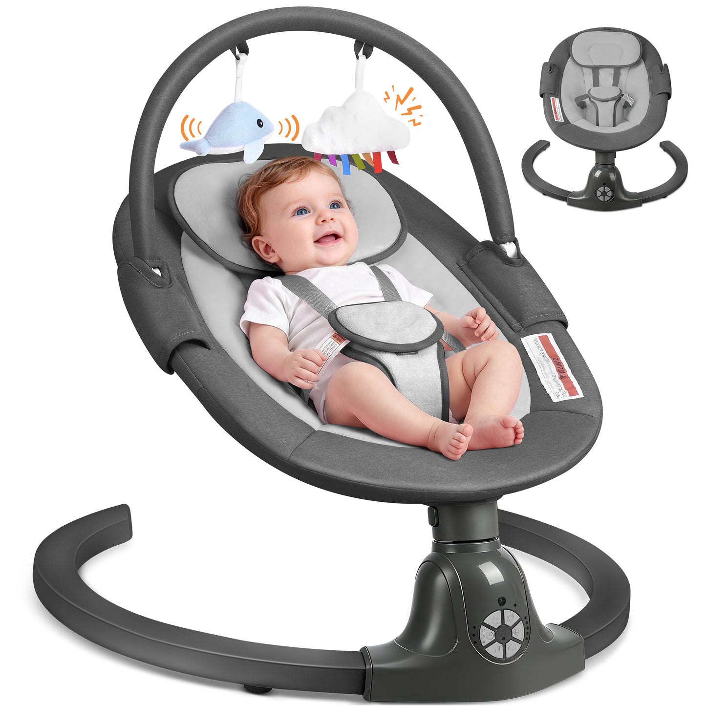 Babyeap Baby Swing for Infants,Electric Swing for Baby with Remote Control, 5 Speeds,Built-In Sounds,Pink