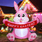 Yexmas 5ft Easter Inflatables,Blow Up Yard Decoration Happy Easter Bunny Decorations Built in LED Lights for Outdoor Lawn Garden Party