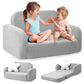Babyeap Extra Wide Kids Chair,2-in-1 Convertible Toddler Chairs,Soft Comfy Kids Couch, Kids Sofa for Boys & Girls 3+,Light Gray