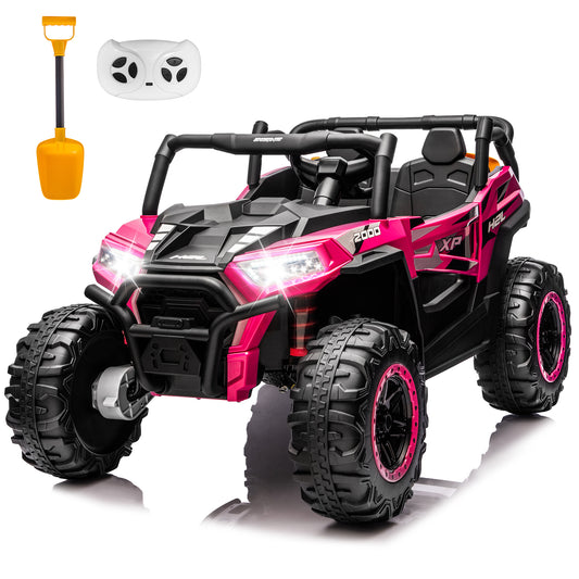 Yexmas 24V Kids Ride on Car Truck,2 Seater Kids Electric Car with Remote Control,Toddler Ride on Car with 110lb Weight Capacity,Pink