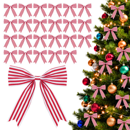Yexmas 24pcs Burgundy Velvet Christmas Bows, Xmas Ribbon Bows Ornaments for Christmas Tree, Gift Wrapping,Crafts,Party, Wreath Garland Holiday Decor