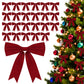 Yexmas 24pcs Burgundy Velvet Christmas Bows, Xmas Ribbon Bows Ornaments for Christmas Tree, Gift Wrapping,Crafts,Party, Wreath Garland Holiday Decor