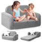 Babyeap Extra Wide Kids Chair,2-in-1 Convertible Toddler Chairs,Soft Comfy Kids Couch, Kids Sofa for Boys & Girls 3+,Deep Gray