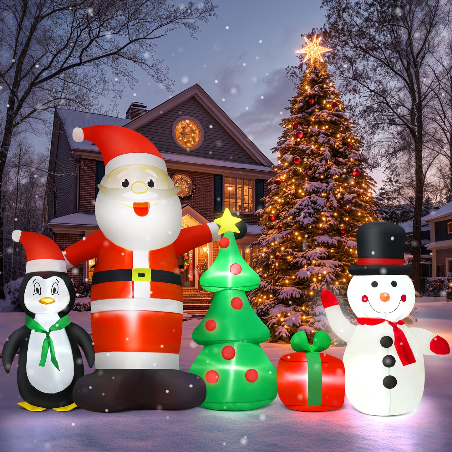 Yexmas 6FT Christmas Decorations Inflatables with Blow Up LED Lights, Santa Claus Snowman Penguin Gift Boxes & Christmas Tree for for Holiday Decor,Xmas Party,Yard, Garden and Lawn