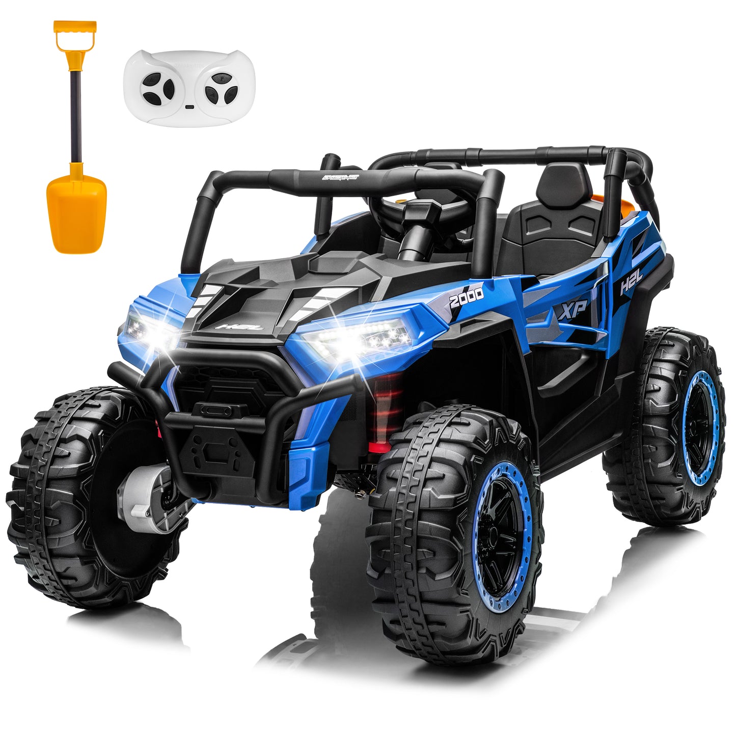 Yexmas 24V Kids Ride on Car Truck,2 Seater Kids Electric Car with Remote Control,Toddler Ride on Car with 110lb Weight Capacity,Blue