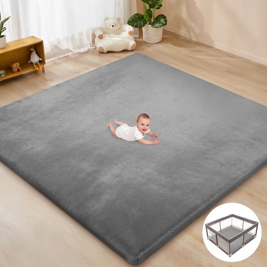 babyeap Baby Play Mat,50"x50" Playpen Mat,1.3" Extra Thick Crawling Mat for Floor Cushion,Removable Washable Cover Playmat for Babies Toddlers Infant,Gray