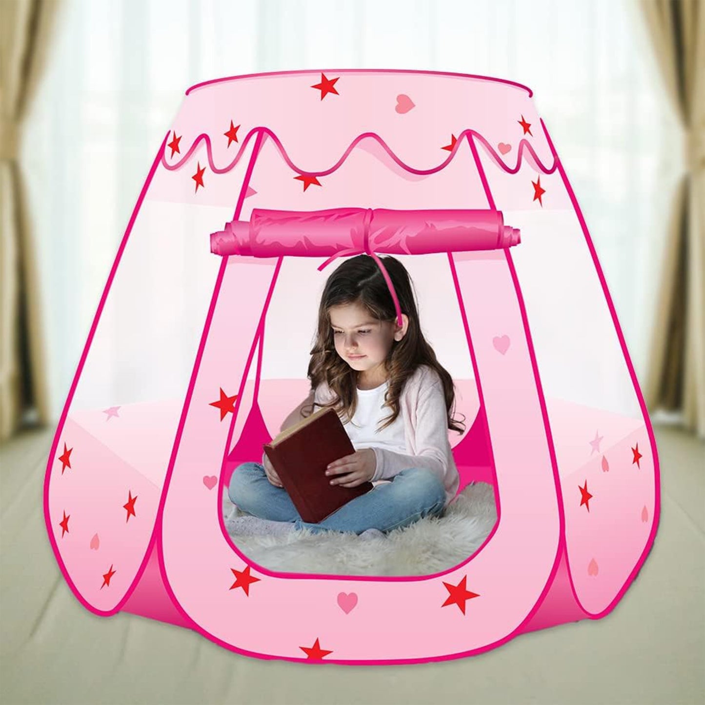 Yexmas Kids Play Tent, Pop Up Princess Tent Girls Kids Playhouse, Foldable Ball Pit with Carrying Bag