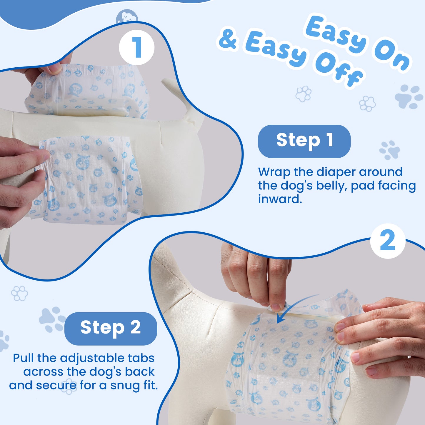 Zoolike Disposable Male Dog Diapers, Small Male Dog Wraps with Super-Absorbent,LeakProof&Wetness Indicator, 50 Count