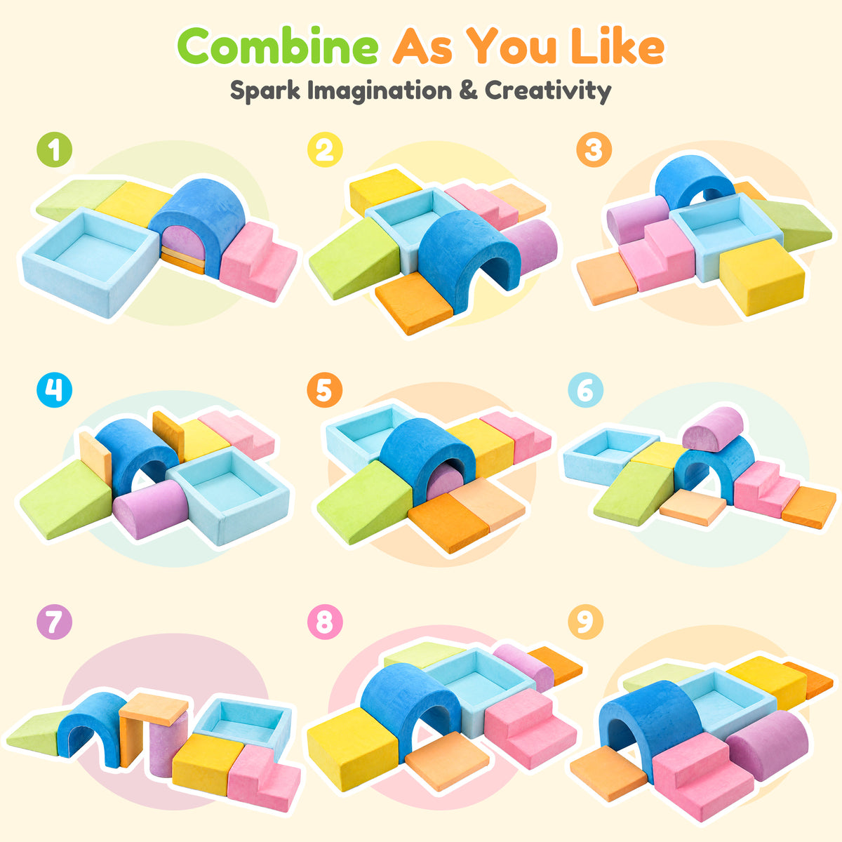 Yexmas 8-Piece Toddlers Climbing Toys, Soft Foam Climbing Blocks with Ball Pit, Indoor Climb and Crawl Activity Play Gym Set for Toddlers