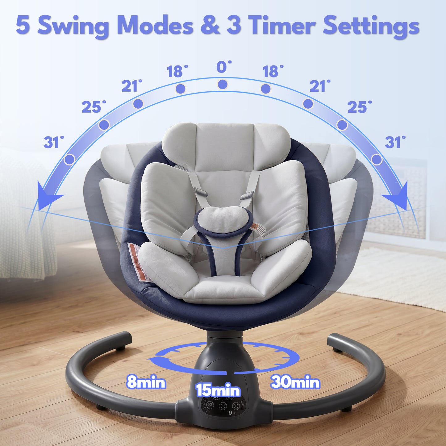 Babyeap Baby Swing for Infants, Electric Swing with Remote Control,5 Sway Speeds,Built-In Music,Pink