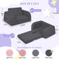 babyeap 2-in-1 Wide Base Kids Sofa,Fold Out Toddler Couch with Star Pillow,Soft Kids Chair for Reading, Playroom, Bedroom & Nursery,Deep Gray