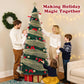 Yexmas 6FT Pop-Up Artificial Christmas Tree with 300LED Lights,Green Prelit Christmas Tree with Foldable Base