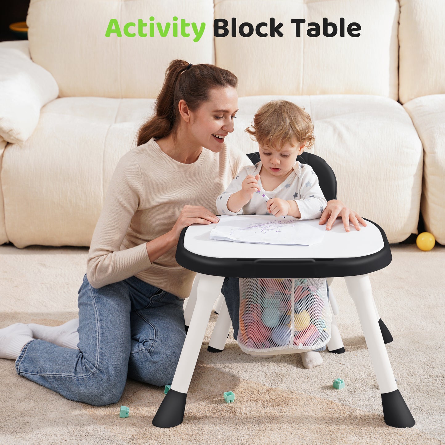 Babyeap Baby High Chair Convertible Highchair, Gray