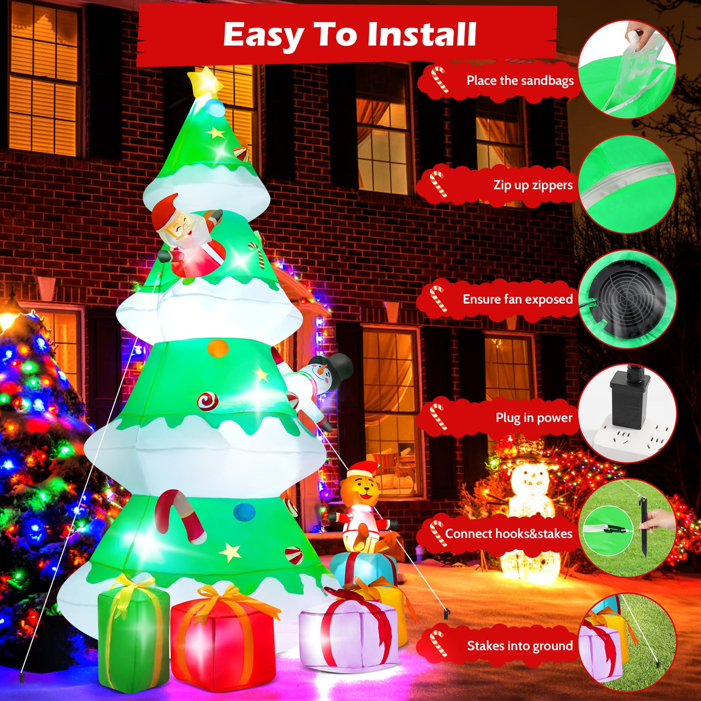 Lookfly 7.3ft Large Outdoor Christmas Inflatable Tree with Santa Claus A