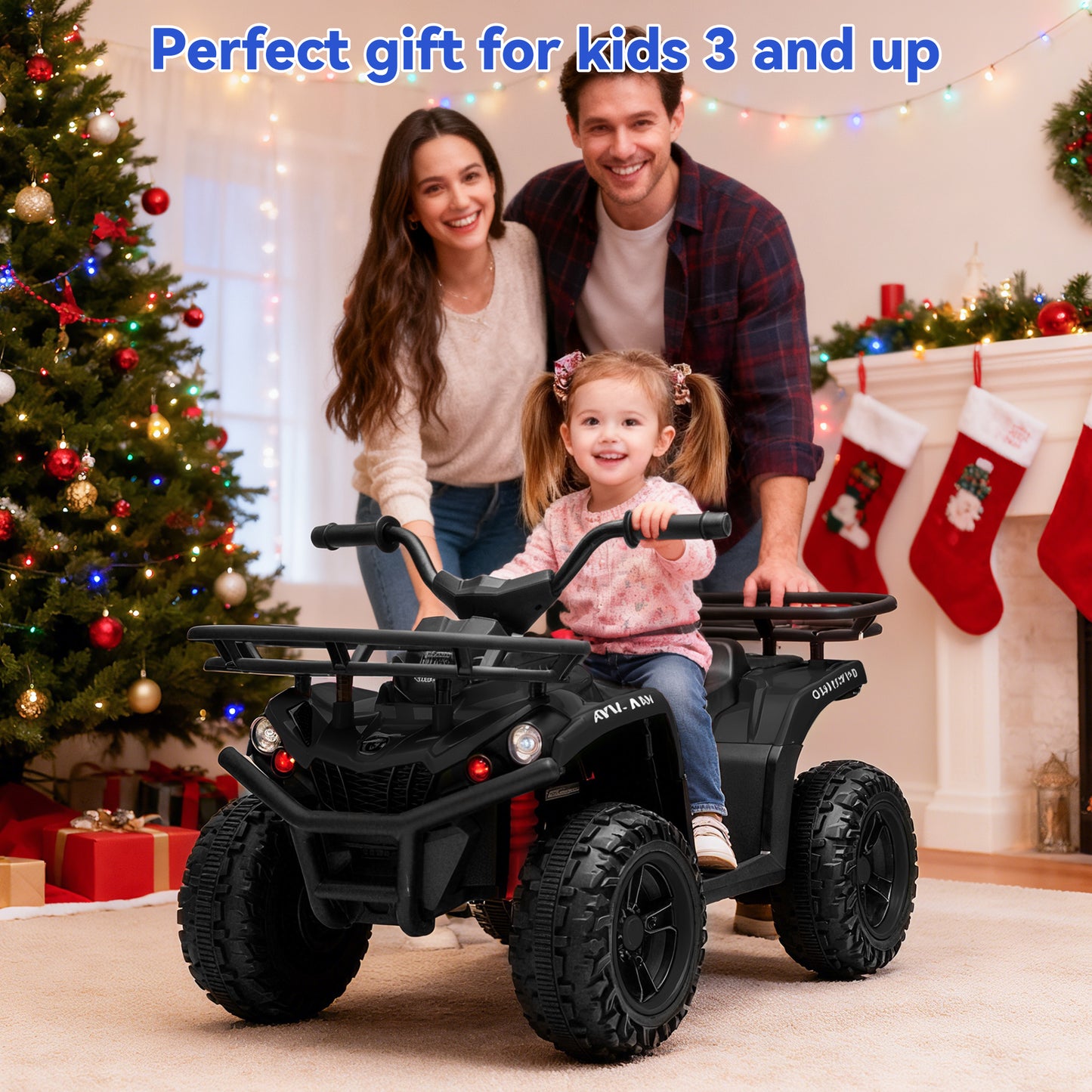 Yexmas 24V Kids ATV,Electric ATV for Kids 4 Wheelers Quad Car Toy, Ride On Toy Car As Gift for Kids,Black