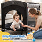 Babyeap 7-in-1 Baby Bassinet with Playard and Bedside Sleeper, Changing Table, Toy Bar, Extra Large Storage Bag, Travel Crib for Newborns and Infants, Black