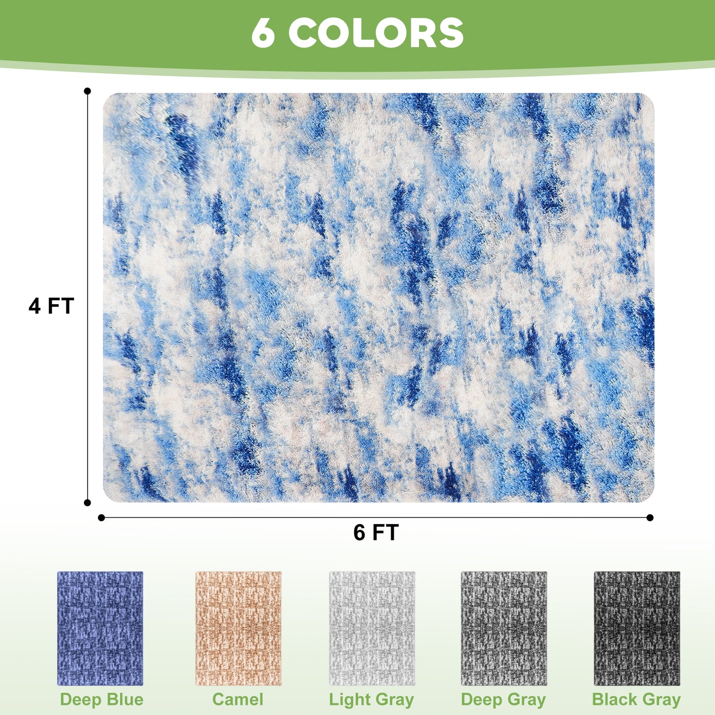 Cozydesg 4ftx6ft Large Area Rugs,Shag Fluffy Rugs for Living Room Bedroom, Modern Indoor Floor Rugs Soft Carpet Home Decro,Light Blue