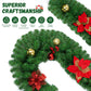 Yexmas 9FT Pre-Lit Christmas Garland with LED Lights,Decorated with Red Poinsettias,Berries and Ball Ornaments,Battery Operated Xmas Garland for Mantel,Stair,Door