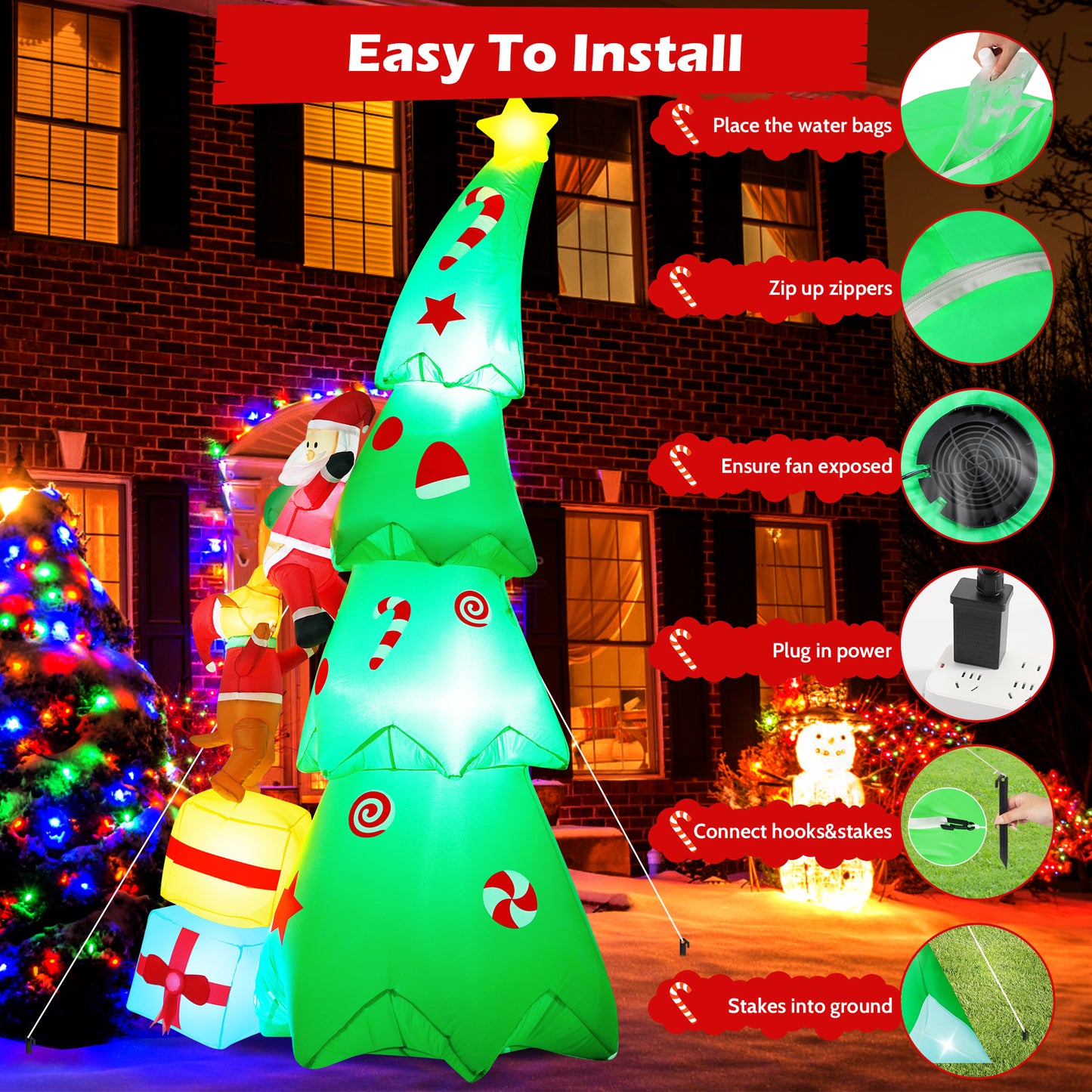 Yexmas 7.2FT Large Outdoor Inflatable Christmas Tree with Santa Claus and Dog, Built-in LED Lights, Blow Up Xmas Decoration for Yard, Garden, Lawn, Holiday Party