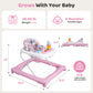 Babyeap Baby Walker,Foldable Baby Activity Walker with Wheels,Toddler Activity Centers,Removable Toys,Ages 6 Months +,Pink
