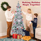 Lookfly 7.5FT Pop-Up Artificial Christmas Tree with 450LED Lights,White Prelit Christmas Tree with Foldable Base