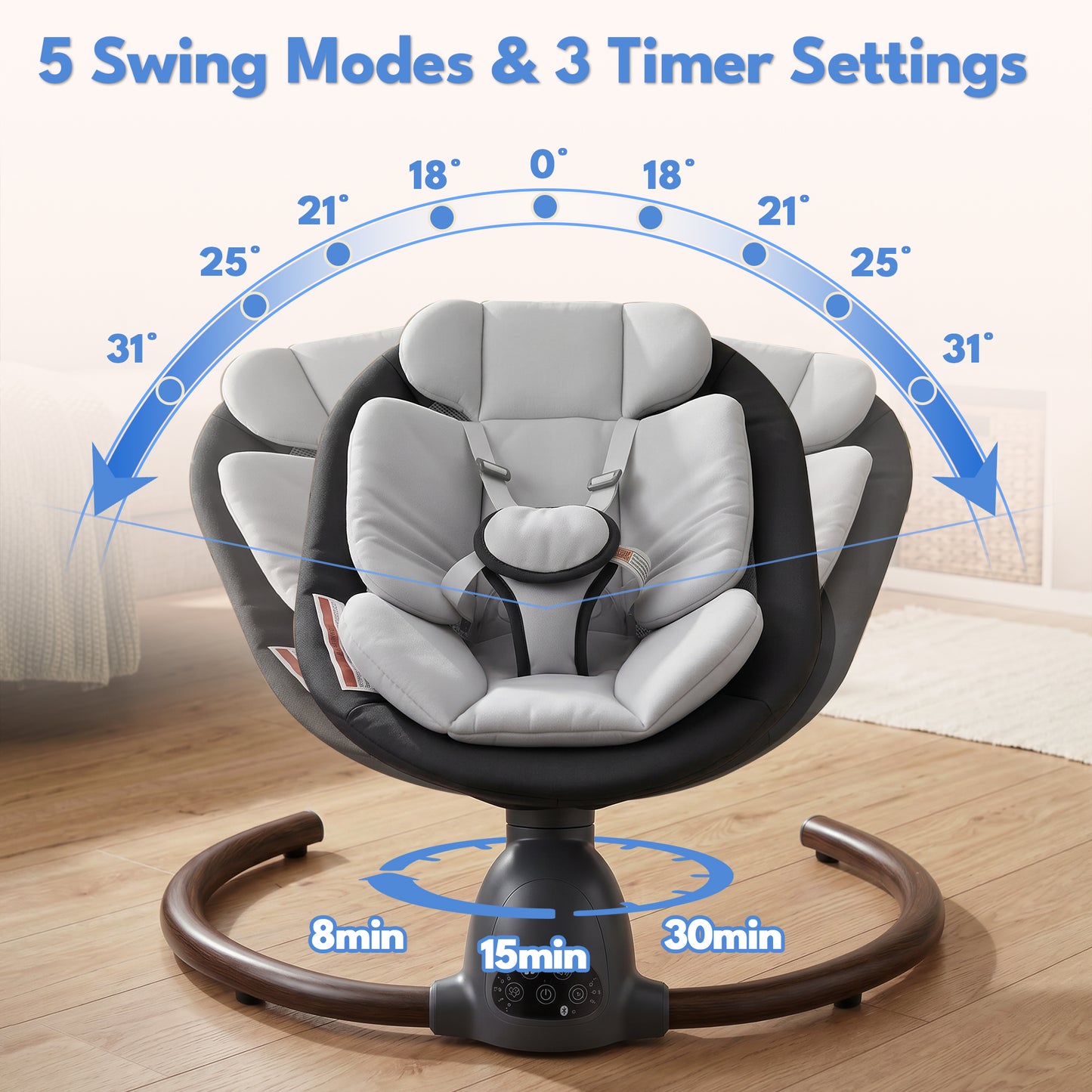 Babyeap Baby Swing for Infants, Electric Swing with Remote Control,5 Sway Speeds,Built-In Music,Pink