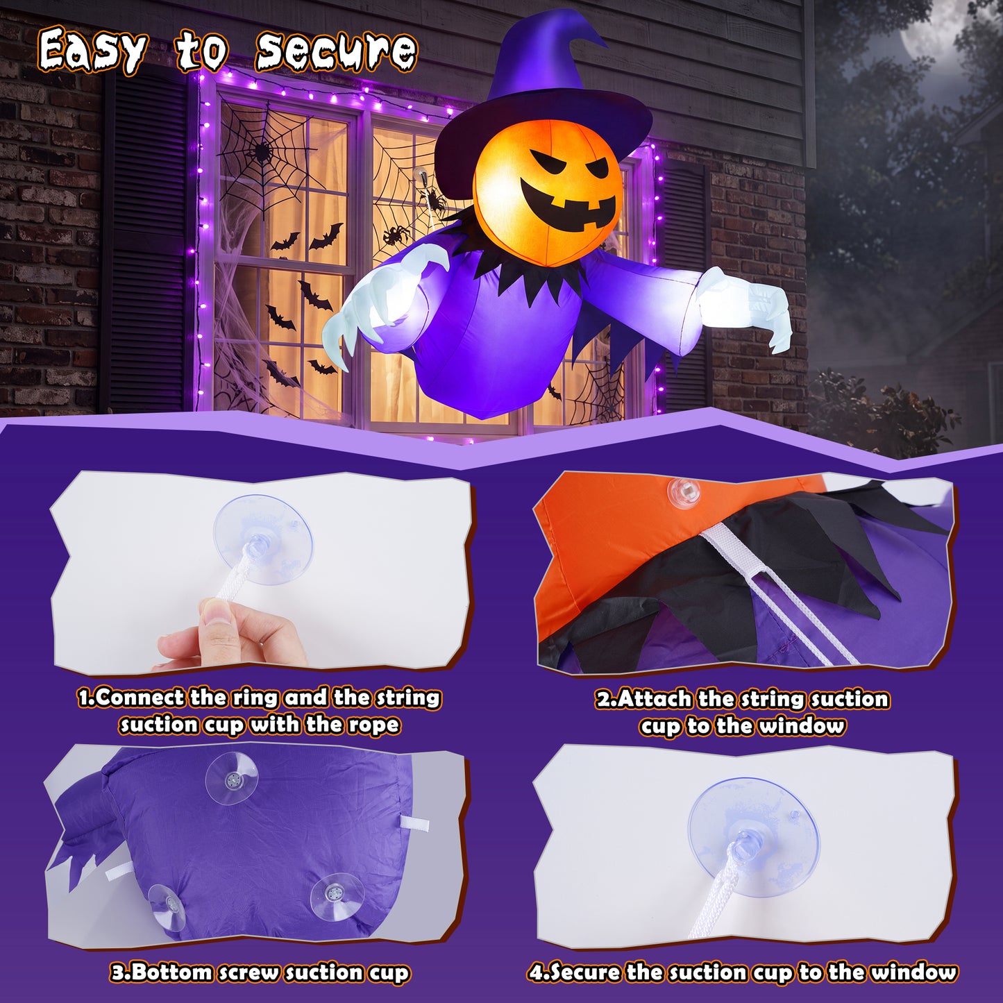 Yexmas 2-in-1 Halloween Inflatable Pumpkin Ghost,4 FT Halloween Window Decoration, Blow Up Outdoor Halloween Decor for Yard, Garden, Lawn, Porch,Indoor Outdoor Party