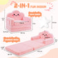 babyeap 2-in-1 Kids Sofa,Fold Out Toddler Couch with Star Pillow,Soft Convertible Kids Chair for Girls and Boys,Pink