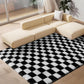 CozyDesg Shag Area Rugs,5'x8'/8' x 10' Soft Fluffy Floor Rugs Checkered Carpet，Washable Area Rugs for Living Room Bedroom Decor,Beige & White