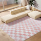 CozyDesg Shag Area Rugs,5'x8'/8' x 10' Soft Fluffy Floor Rugs Checkered Carpet，Washable Area Rugs for Living Room Bedroom Decor,Beige & White