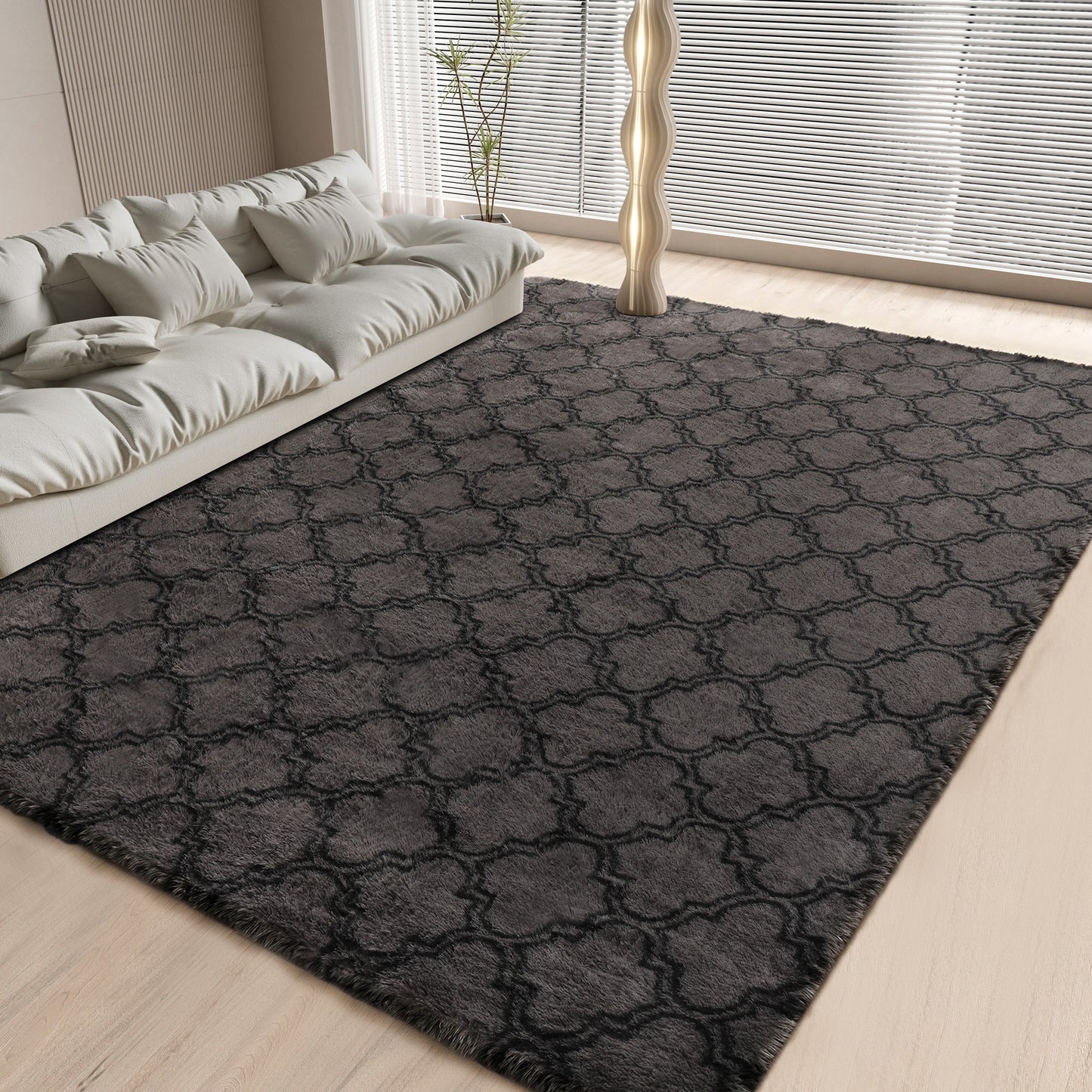 CozyDesg Area Rugs for Living Room，Black Rugs Shag Fluffy Shaggy Bedside Carpet, Large rug for Living Room Bedroom Dining Room Office Home Decor