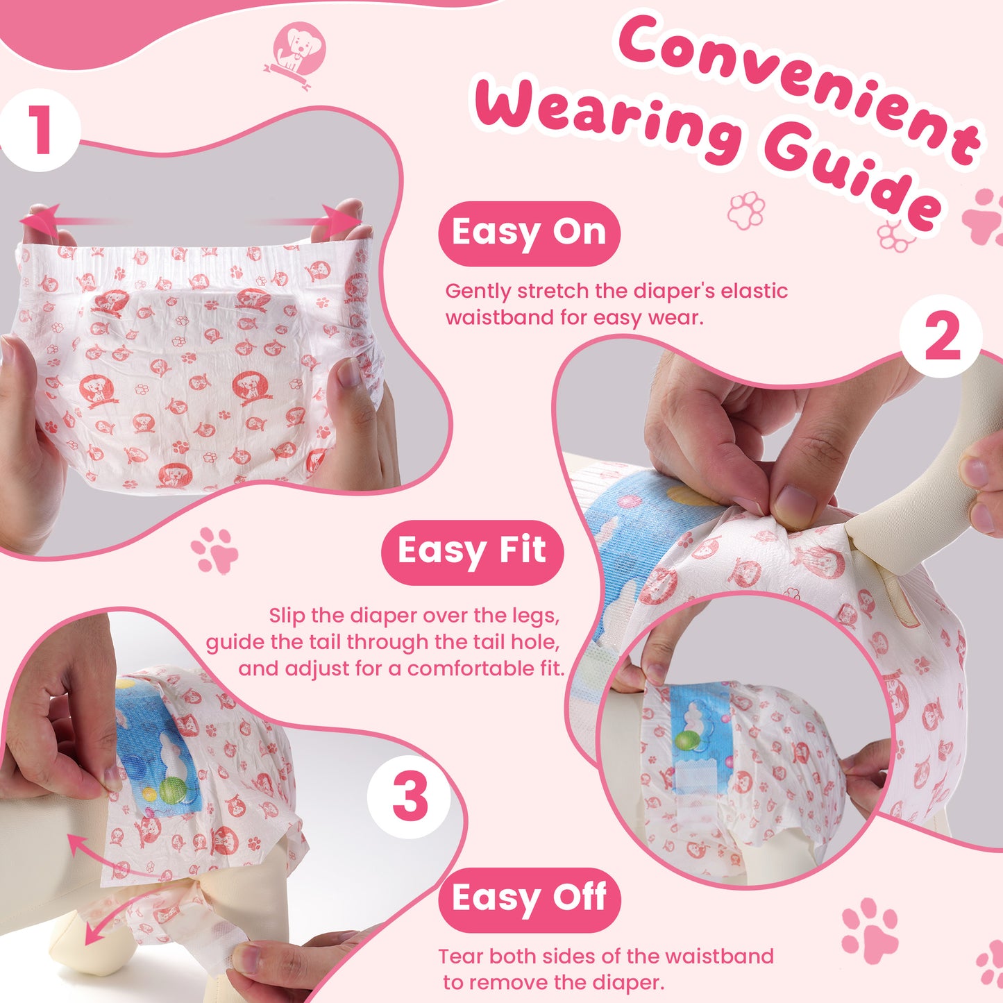 Zoolike Disposable Female Dog Diapers, Small Dog Diapers Female with Super-Absorbent, Leakproof&Breathable, 50 Count