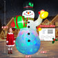Yexmas 6.3FT Christmas Inflatable Snowman Blow Up Yard Decor with Gift Box and Bell, 360° Colorful Projection, Music On/Off Function, Built-in LED Lights, Outdoor Holiday Yard Decor