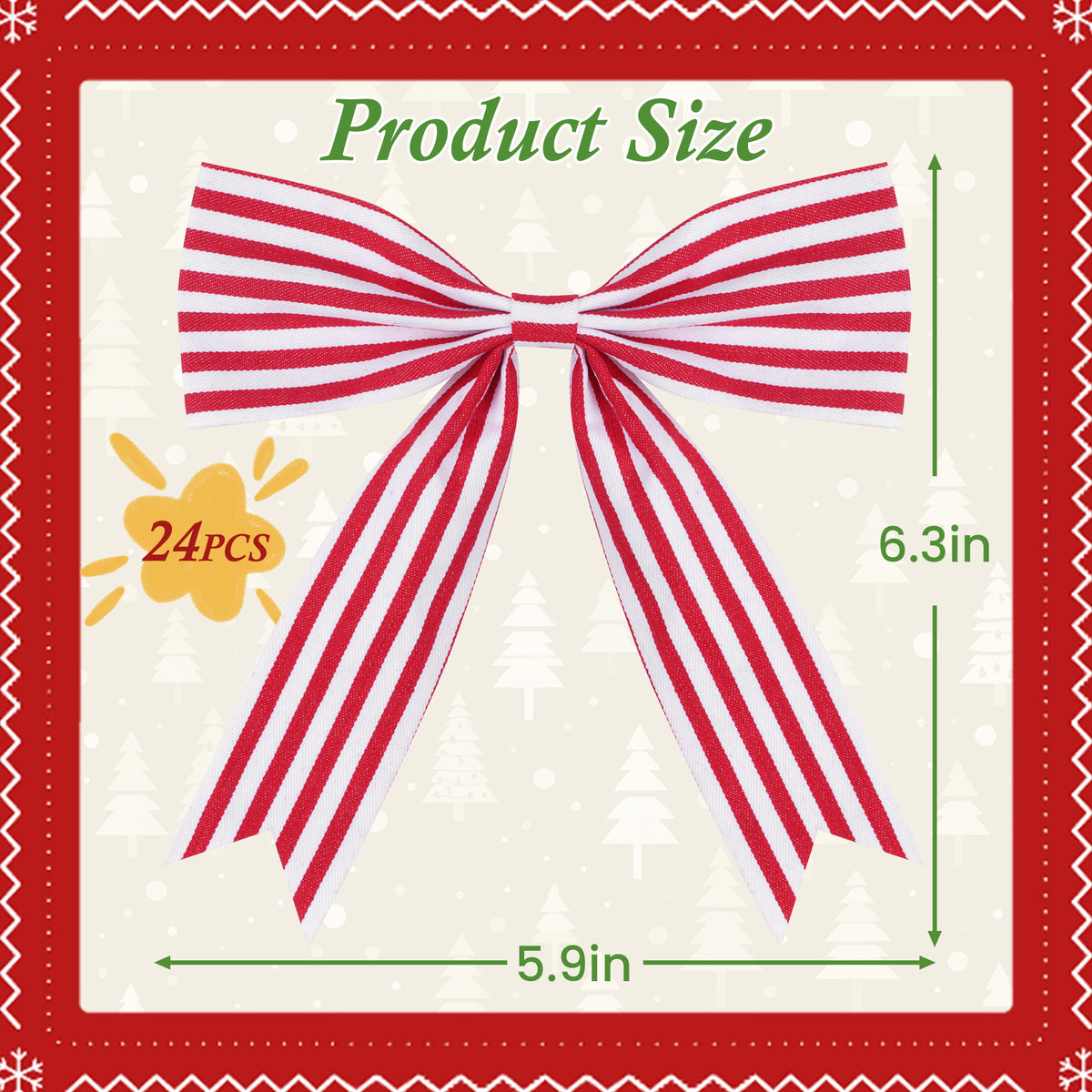 Yexmas 24pcs Burgundy Velvet Christmas Bows, Xmas Ribbon Bows Ornaments for Christmas Tree, Gift Wrapping,Crafts,Party, Wreath Garland Holiday Decor