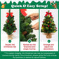 Yexmas 2PCS Pre-lit Artificial Mini Christmas Tree,24 Inch Small Tabletop Xmas Tree for Indoor Outdoor Christmas Decor